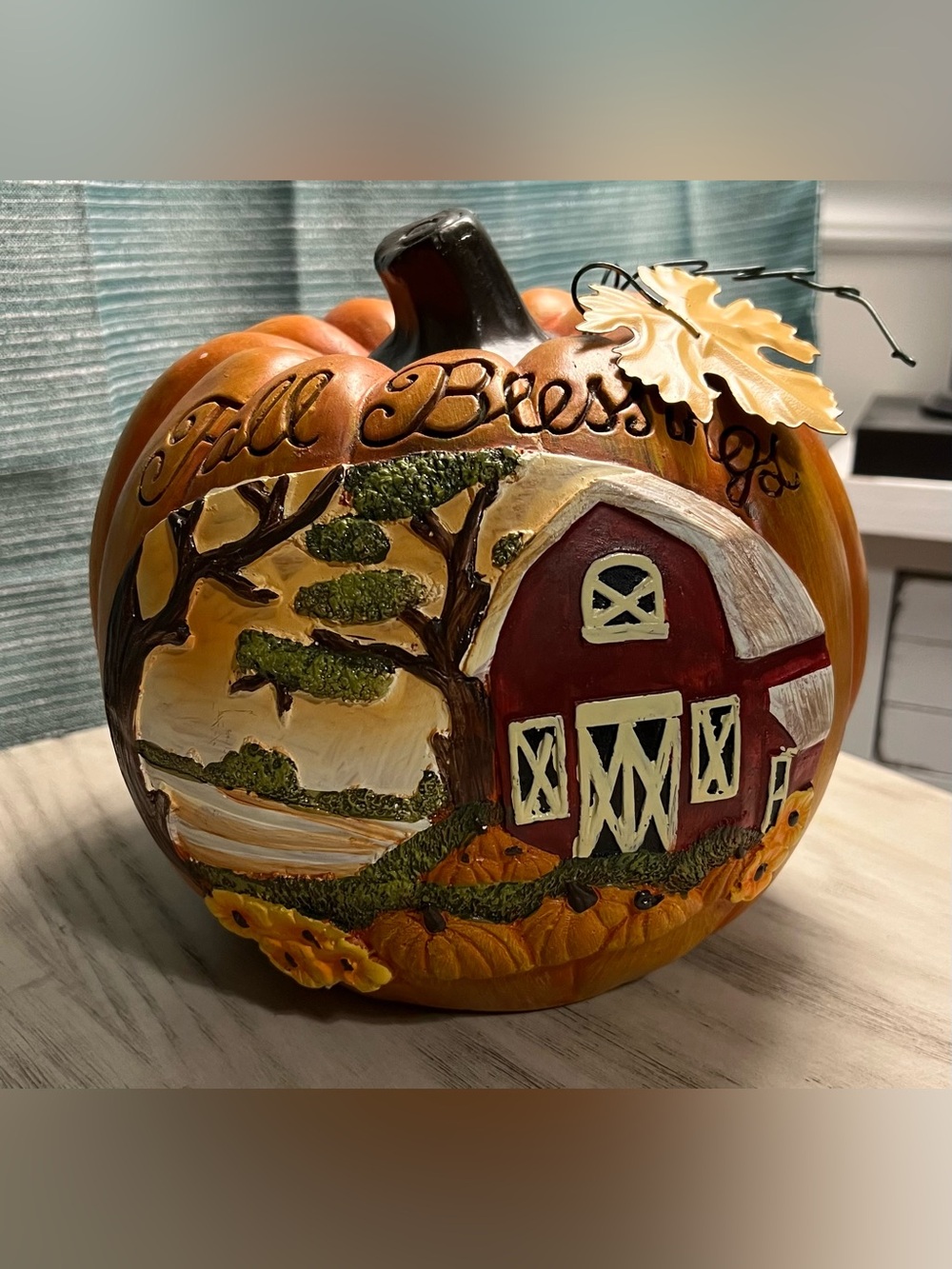 All Blessings Pumpkin Barn Fall Decor Resin Tabletop Thanksgiving Harvest